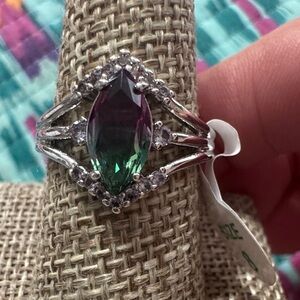 Bomb party size 8 watermelon tourmaline and silver plate